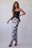 Black Floral Corset Long Formal Dress