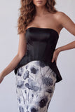 Black Floral Corset Long Formal Dress