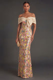 Yellow Mermaid Off the Shoulder Long Formal Dress