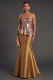 Red Floral Mermaid Long Formal Dress
