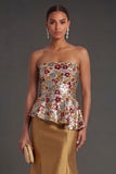 Red Floral Mermaid Long Formal Dress