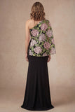 Dark Green Mermaid Floral Long Mother of the Bride Dress with Slit