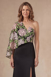 Dark Green Mermaid Floral Long Mother of the Bride Dress with Slit