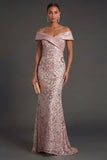 Pink Mermaid Sparkly Sequined Long Formal Dress