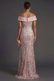 Pink Mermaid Sparkly Sequined Long Formal Dress