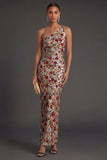 Sheath Red Sparkly One Shoulder Long Prom Dress