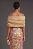 Yellow Mermaid Off the Shoulder Long Wedding Guest Dress with Slit