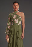 Eucalyptus A Line Ruffled Long Wedding Guest Dress
