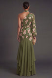 Mermaid Eucalyptus Ruffled Long Wedding Guest Dress