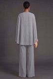 Floral Grey Blue Appliqued Long Formal Jumpsuits