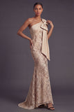 Floral Champagne Mermaid Long Formal Dress