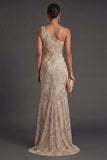 Floral Champagne Mermaid Long Formal Dress