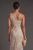 Floral Champagne Mermaid Long Formal Dress