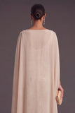Champagne Mermaid Appliqued Long Wedding Guest Dress with Cape