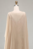 Champagne Mermaid Appliqued Long Wedding Guest Dress with Cape