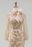 Mermaid Champagne Floral Appliqued Long Formal Dress