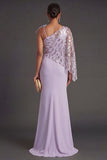 Lilac Mermaid Ruched One Shoulder Long Formal Dress