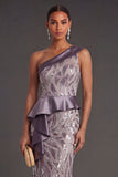 Vintage Mauve Mermaid Sparkly Long Formal Dress