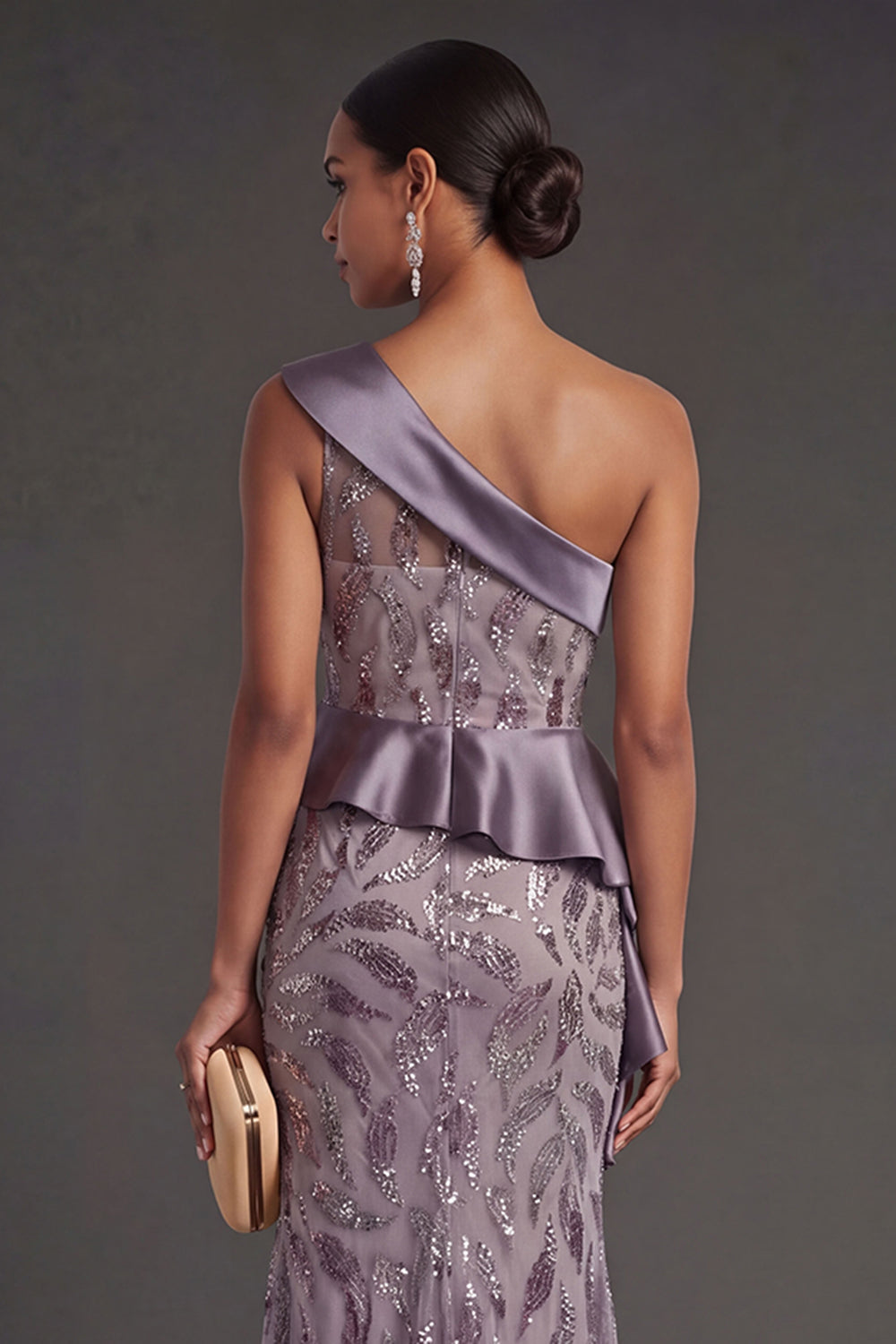 Vintage Mauve Mermaid Sparkly Long Formal Dress