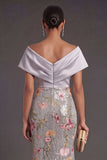 Silver Floral Mermaid Sparkly Long Formal Dress