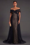 Off the Shoulder Black Mermaid Long Formal Dress