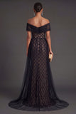 Off the Shoulder Black Mermaid Long Formal Dress
