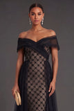 Off the Shoulder Black Mermaid Long Formal Dress