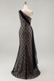 Black One Shoulder Mermaid Long Formal Dress