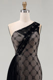 Black One Shoulder Mermaid Long Formal Dress