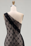 Black One Shoulder Mermaid Long Formal Dress