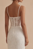 Elegant White Lace Sheath Corset Long Engagement Dress