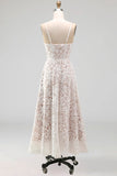 White Lace Corset A Line Midi Engagement Dress