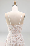 White Lace Corset A Line Midi Engagement Dress
