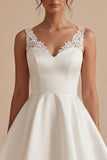 A Line Thick Straps Sleeveless White Short Bridal Shower Dress