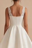 A Line Thick Straps Sleeveless White Short Bridal Shower Dress