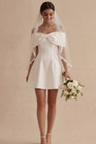 A Line Off the Shoulder White Short Bridal Shower Dress