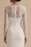 White Lace Sheath Floral Midi Engagement Dress