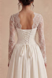 Lace Floral A Line Sweetheart Long Engagement Dress