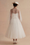 A Line White Strapless Long Bridal Shower Dress with Cape