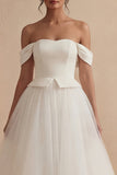 Off the Shoulder A Line White Long Bridal Shower Dress