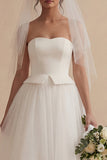 Backless A Line White Long Bridal Shower Dress