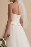 Backless A Line White Long Bridal Shower Dress