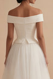White Backless Off the Shoulder Long Bridal Shower Dress