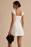White A Line Thick Straps Short Graduation Dress