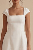 White A Line Thick Straps Short Graduation Dress