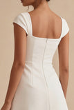 White A Line Thick Straps Short Graduation Dress