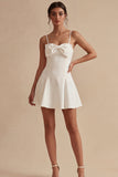 A Line Spaghetti Straps Little White Dress