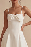 A Line Spaghetti Straps Little White Dress