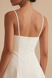 A Line Spaghetti Straps Little White Dress