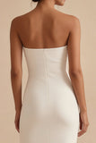 Sheath White Strapless Midi Engagement Dress